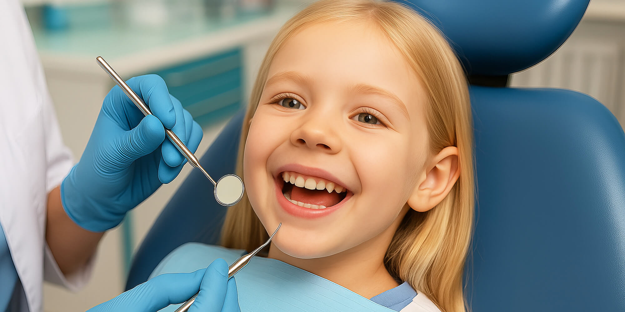 Illustration von drei Zahnfiguren mit dunklen Verfärbungen, umgeben von bunten Süßigkeiten.